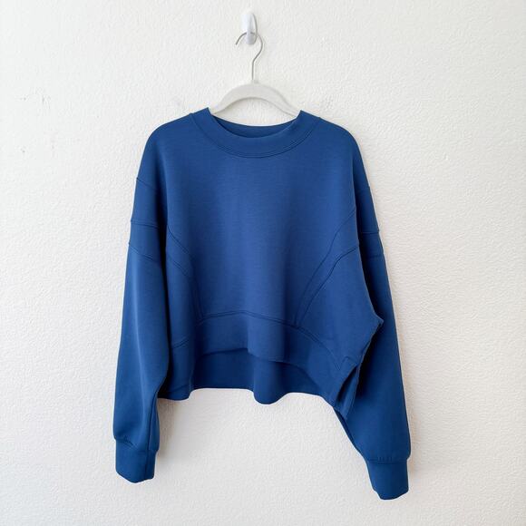 [Abercrombie & Fitch] YPB Blue neoKnit Cropped Crew Neck Sweatshirt Size Large L - Picture 2 of 12